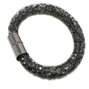 DESIGNER INSPIRED, BLACK DIAMOND METAL MESH BRACELET WITH CRYSTALS